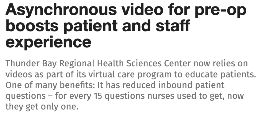 HIMSS article about HCT asynchronous video technology in surgical care